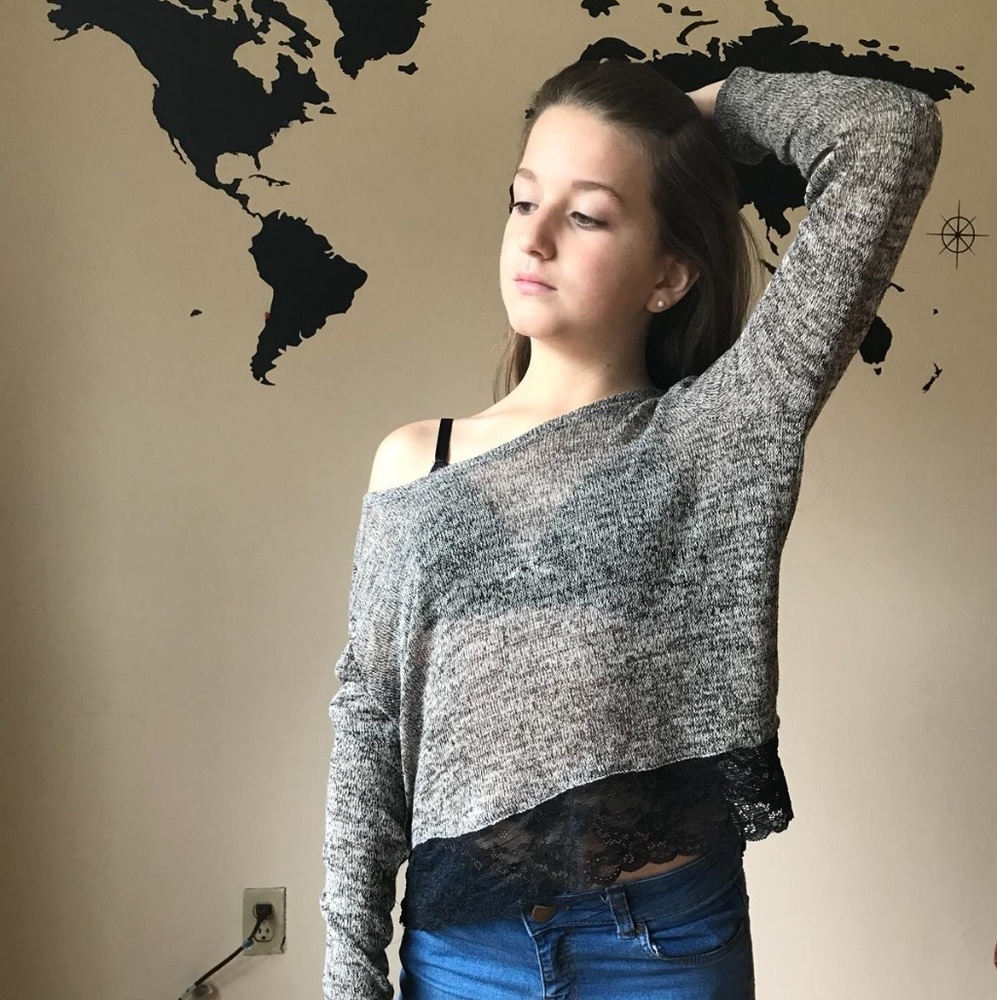 Gray sweater lace